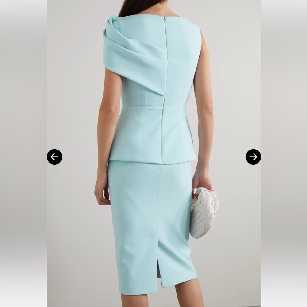 Safiyaa Mablia Draped Crepe Midi Dress Baby Blue NWT Size 2 - Picture 5 of 8